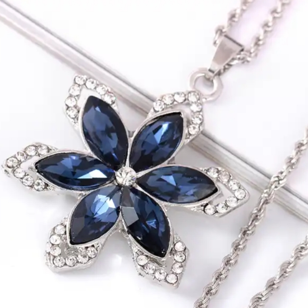 Austrian Crystal Silverplated Simulated Sapphire … - image 2